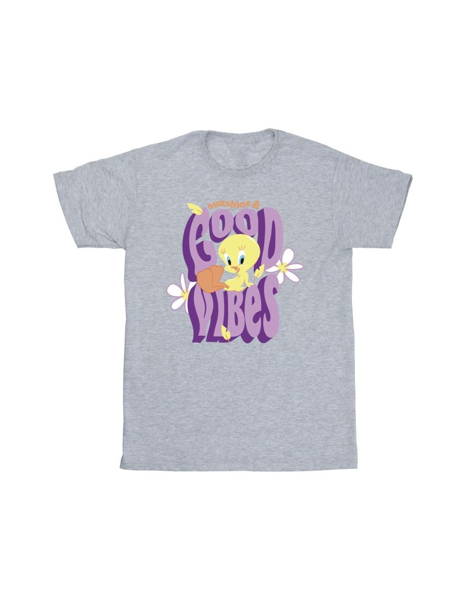 Looney Tunes Girls Tweeday Sunshine & Good Vibes Cotton T-Shirt - Sports Grey