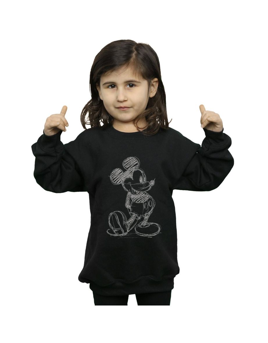 Disney Girls Mickey Mouse Sketch Kick Sweatshirt - Black