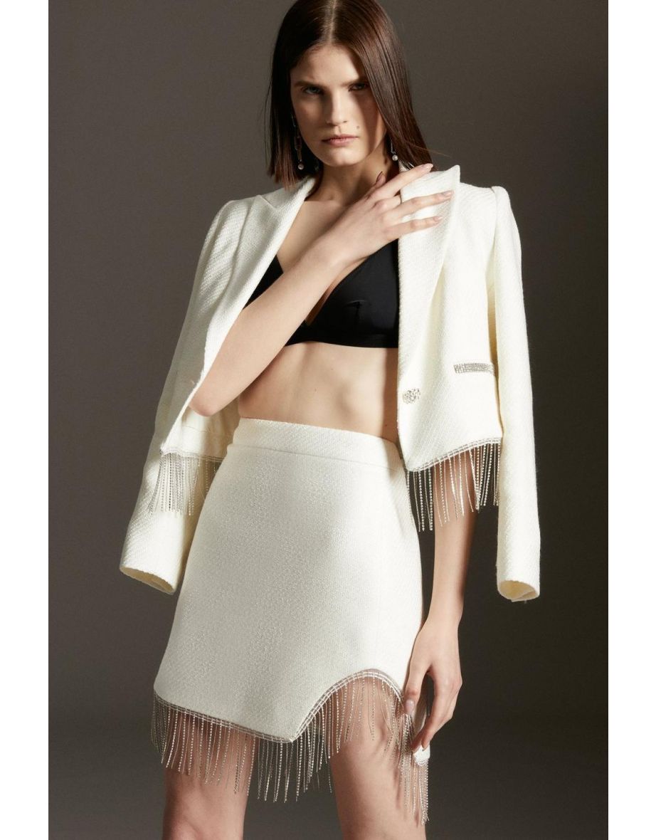 Texture Boucle Sparkle Trim Mini Skirt