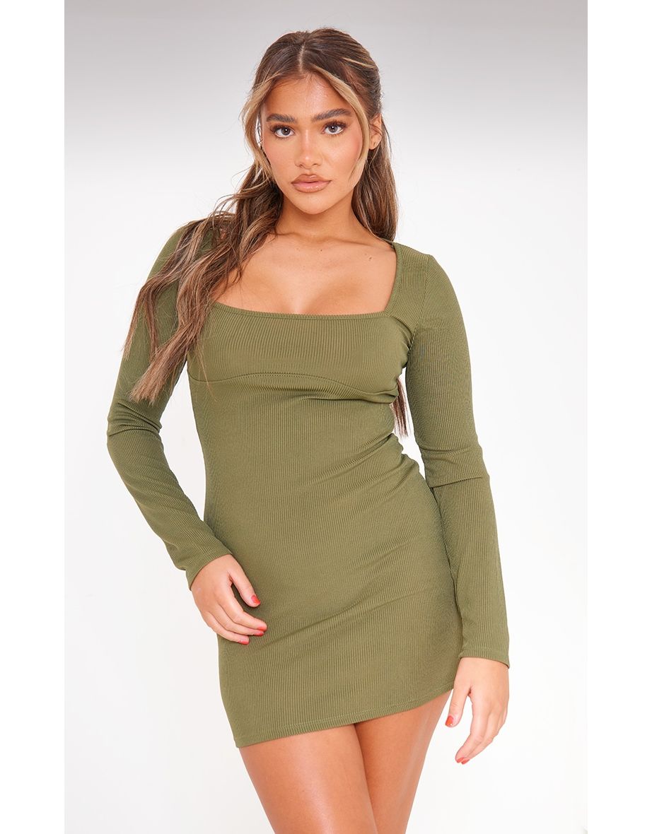 Khaki bodycon best sale