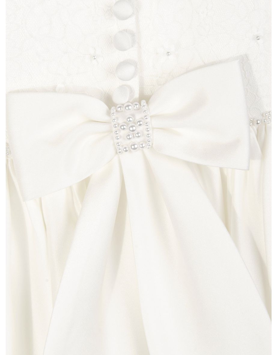 Girls Ceremonial Ballerina Length Dress in Ivory - 3