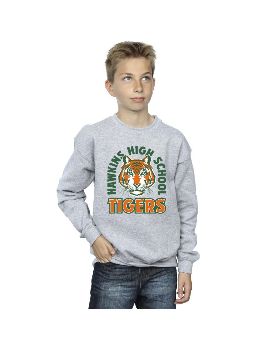 Netflix Boys Stranger Things Hawkins Arch Tiger Sweatshirt - Sports Grey
