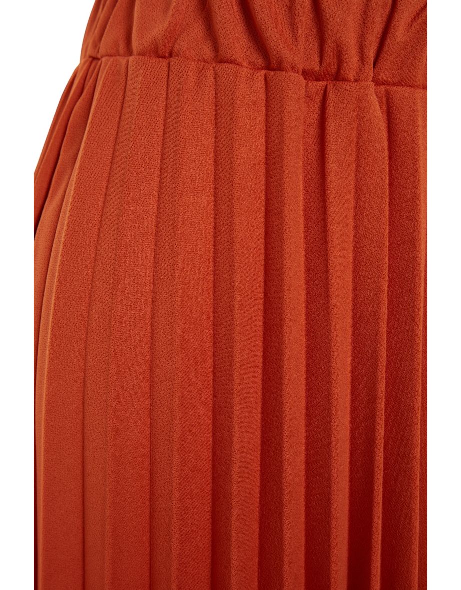 Tile Flare High Waist Midi Pleated Smart Crepe Knitted Skirt - 7