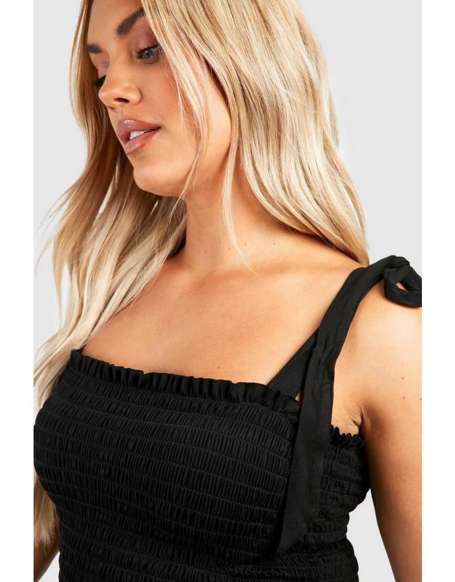 Plus Shirred Vest Top - black - 3