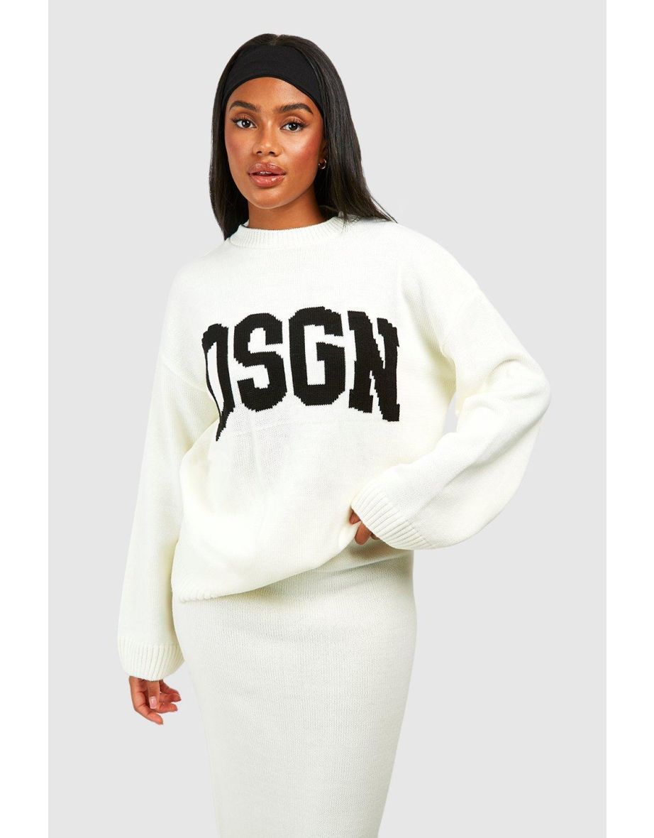 Dsgn Crew Neck Knitted Jumper And Maxi Skirt Set - 3