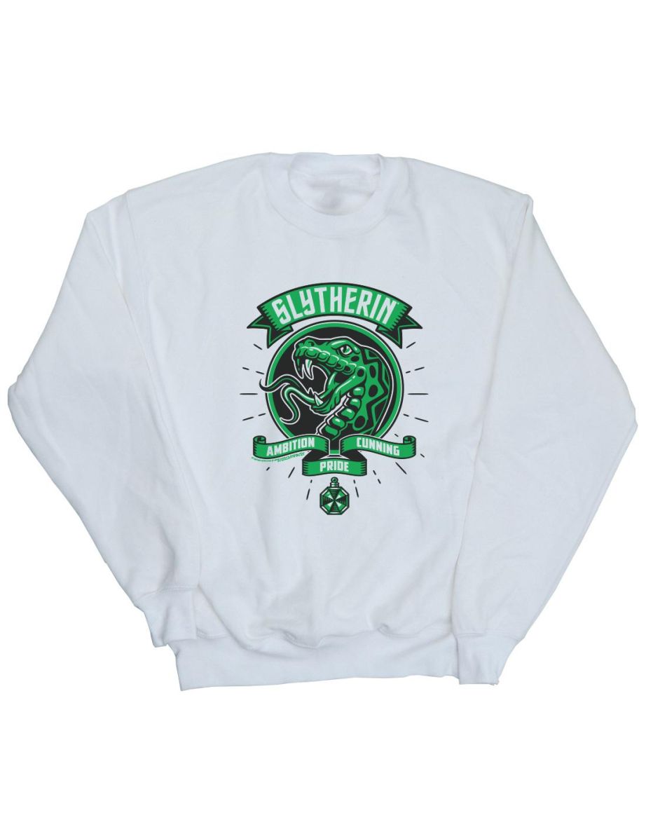 Harry Potter Girls Slytherin Toon Crest Sweatshirt - White