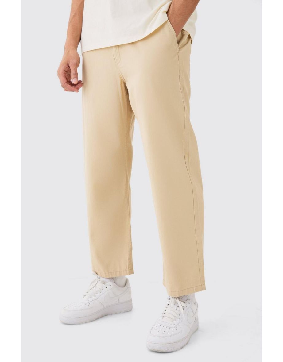 Fixed Waist Skate Cropped Chino Trouser - tan