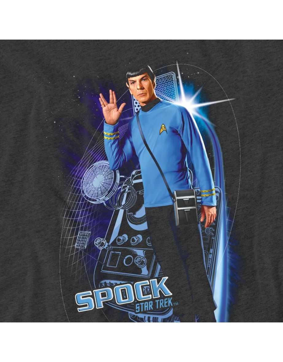 Star Trek Unisex Adult Galactic Spock T-Shirt - Charcoal - 3