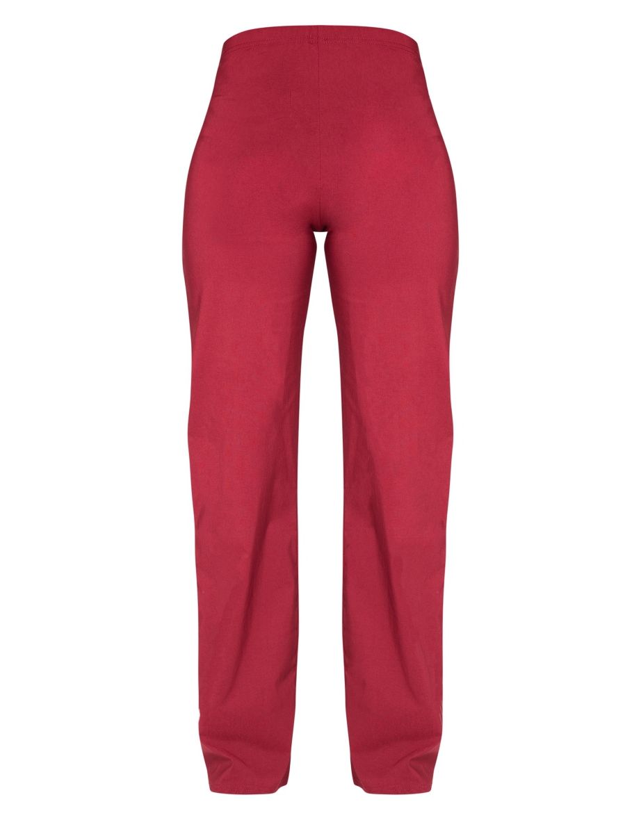Cherry Red Stretch Woven Low Rise Cargo Trousers - 4