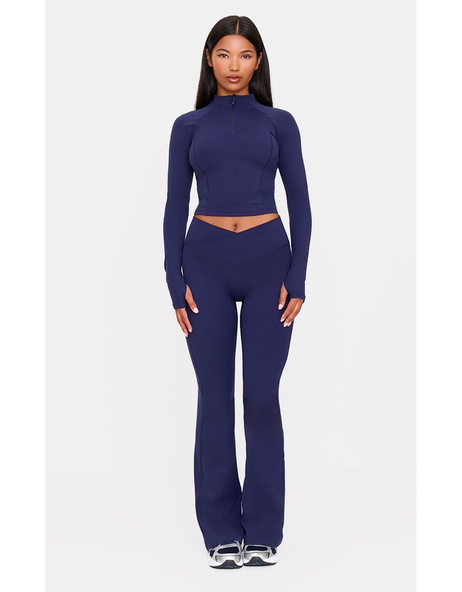 Navy Sculpt Quarter Zip Gym Top