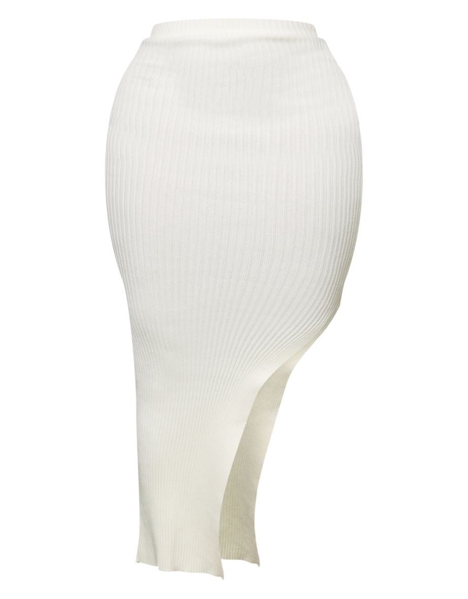 Shape Cream Knit Split Side Midaxi Skirt - 4