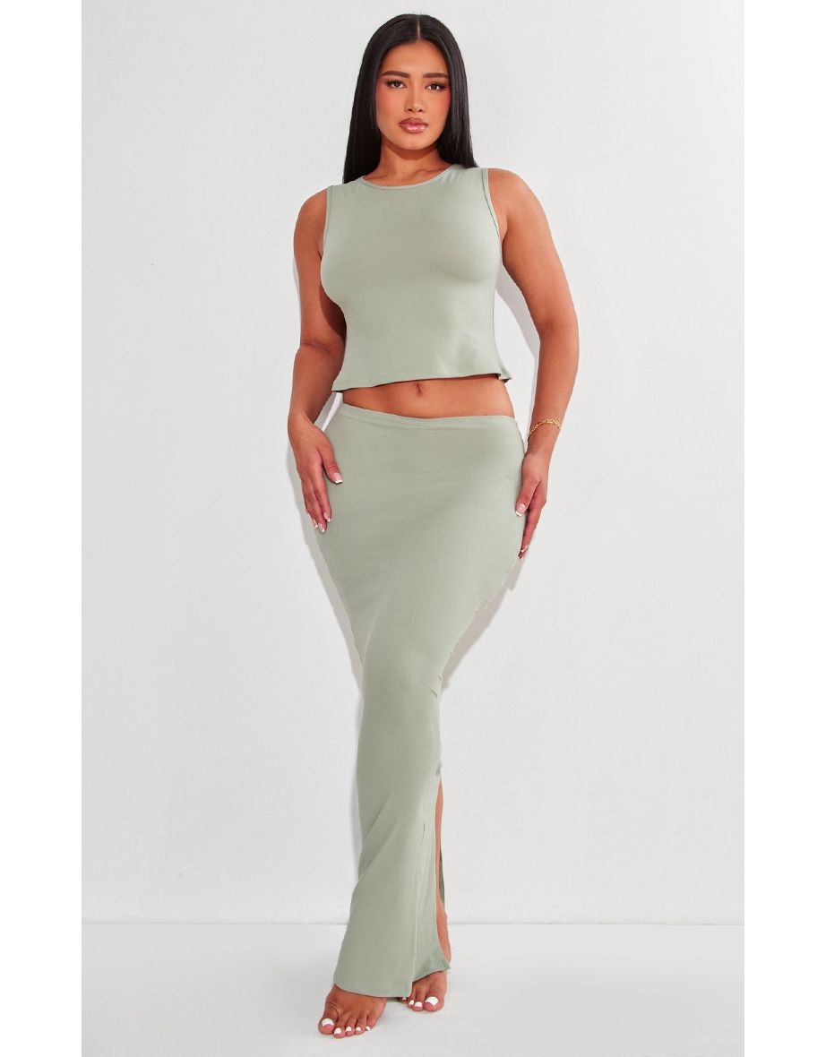 Shape Sage Green Sculpted Longline Racer Top