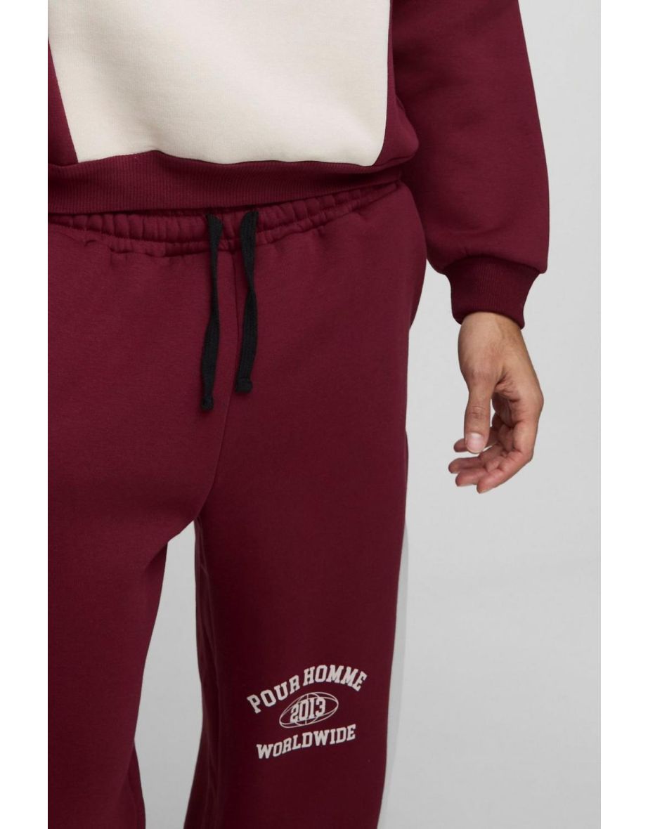 Oversized Colour Block Pour Homme Jogger - burgundy - 2