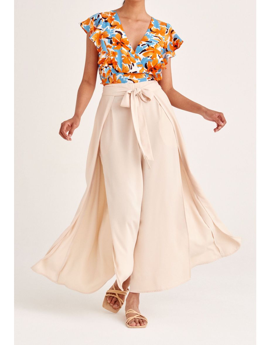 Layered Wide Leg Trousers