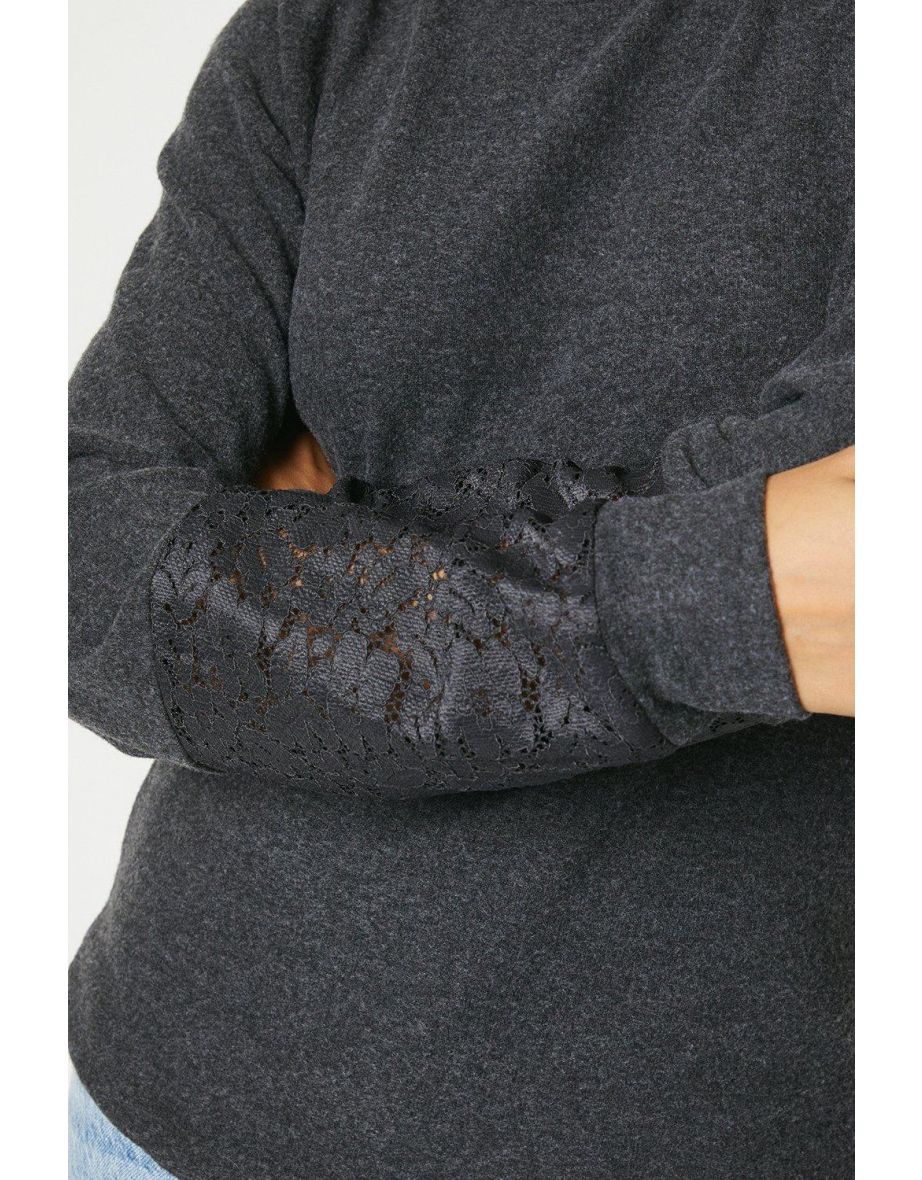 Tall Lace Cuff Brushed Long Sleeve Top - 3