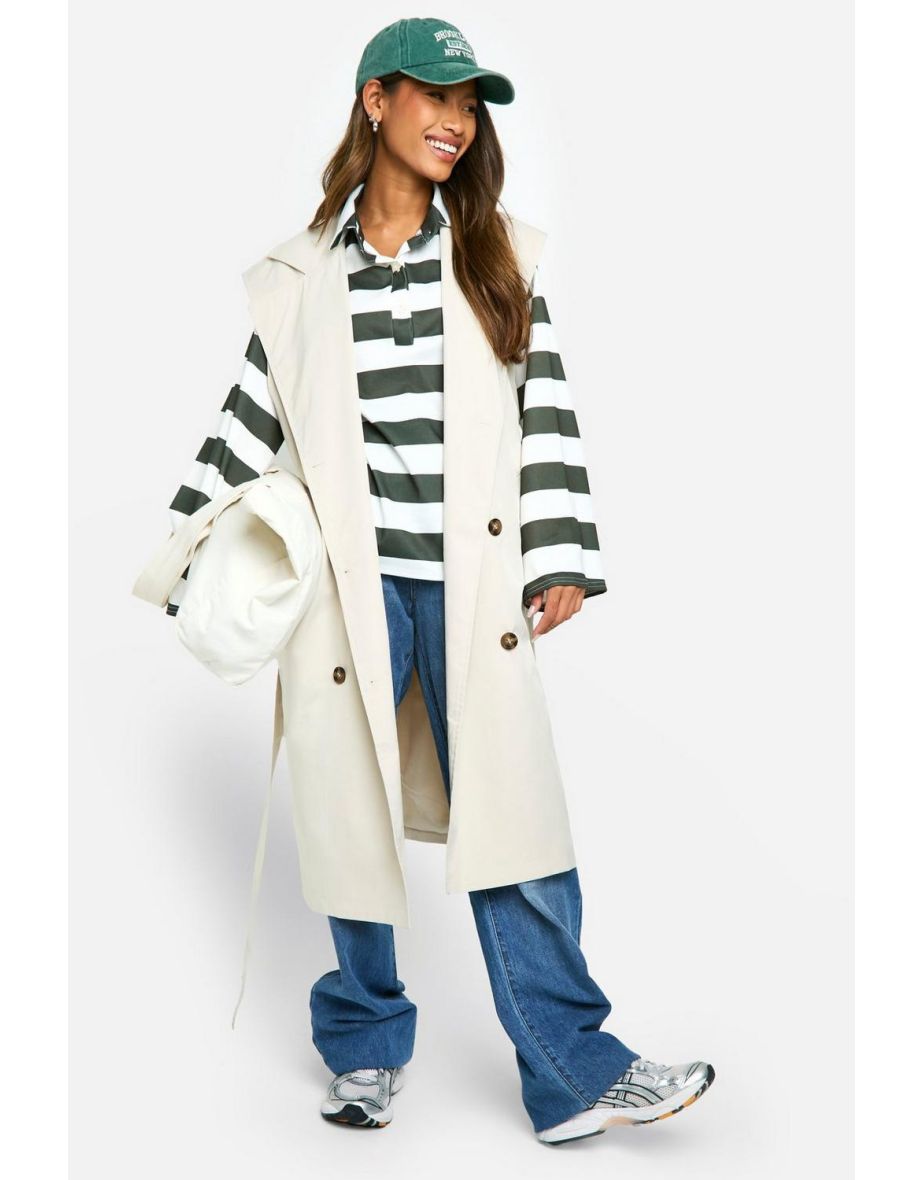 Sleeveless Trench Coat - stone