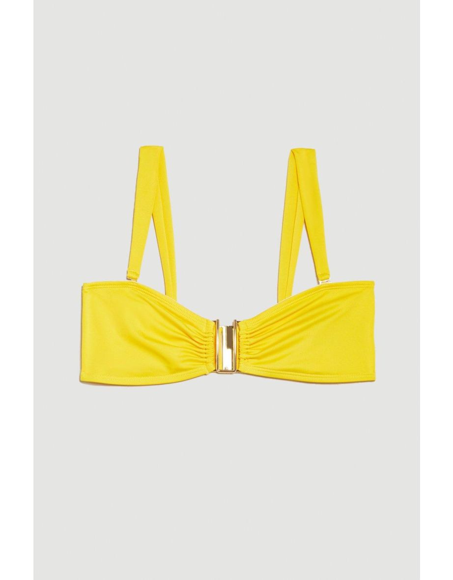 Detachable Strap Gold Trim Bikini Top - 3
