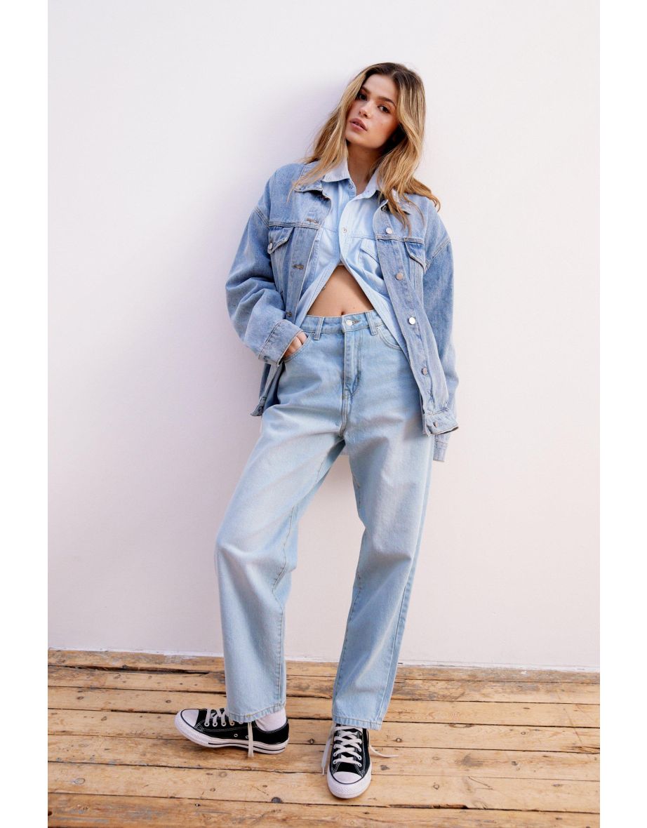 Petite High Waist Denim Mom Jeans
