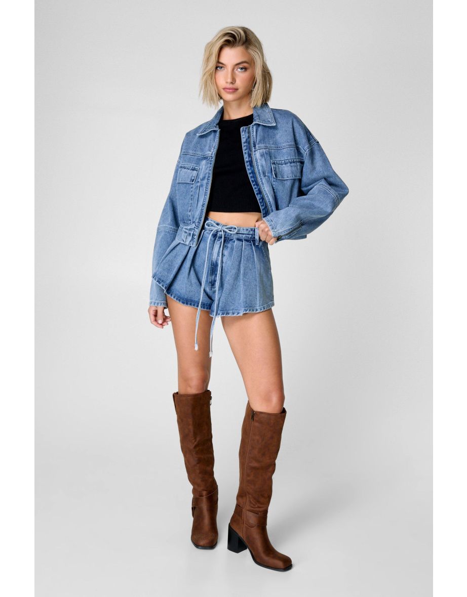 Faux Leather Heeled Biker Boot