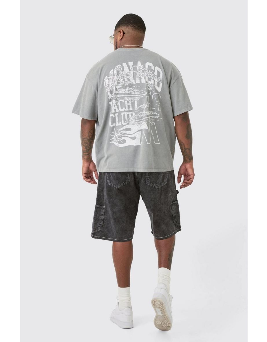 Plus Monaco Moto Back Graphic T-shirt In Grey - grey - 1