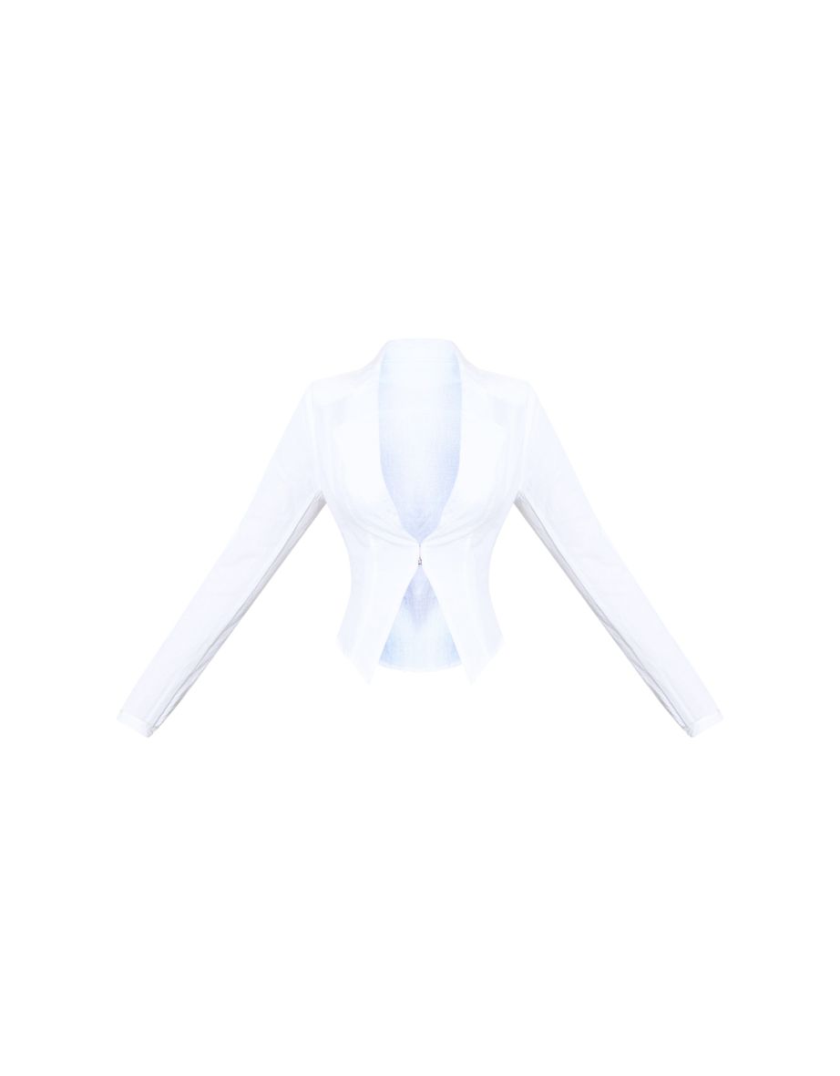 White Plunge Hook & Eye Shirt - 4