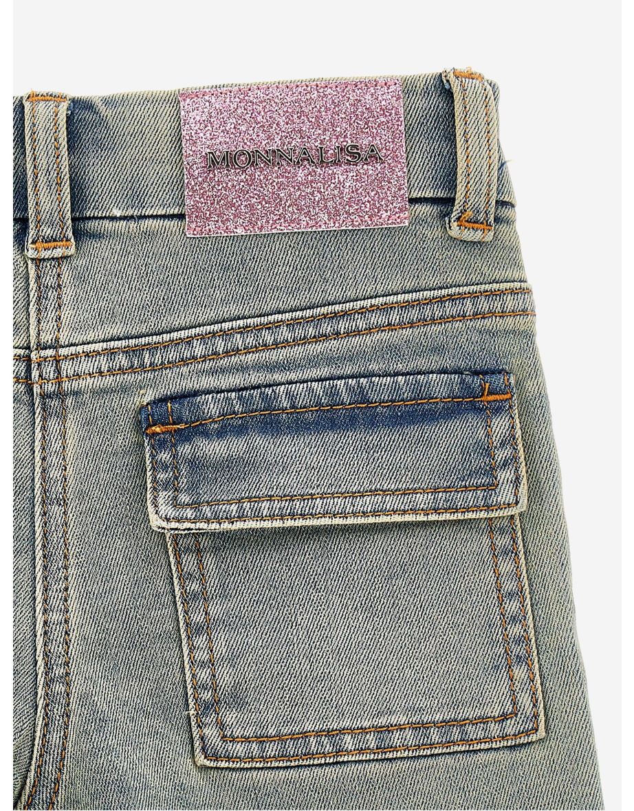 Girls Peach Blossom Denim Shorts in Blue - 4