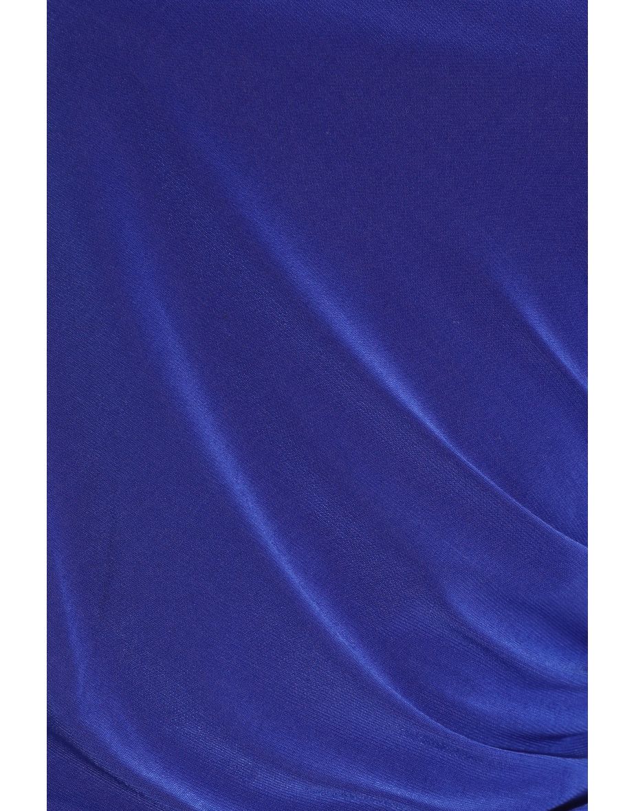 Royal Blue Ruched Bodycon Mini Dress - 5
