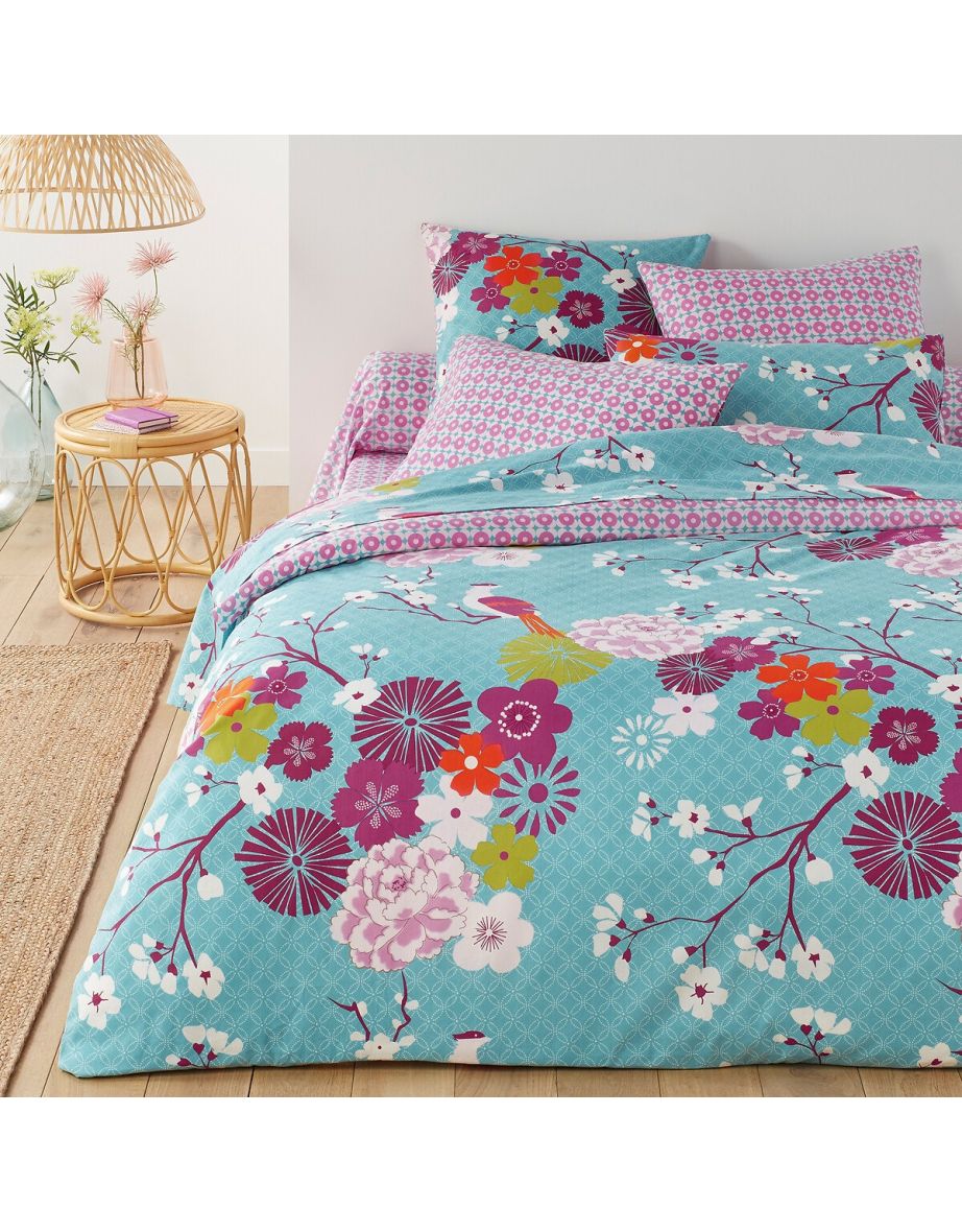 MISS CHINA Oriental Floral Print Cotton Fitted Sheet