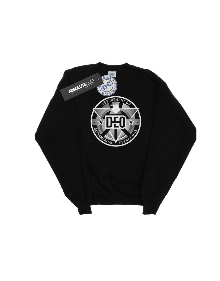 DC Comics Girls Supergirl TV Series Deo Crest Sweatshirt - Black