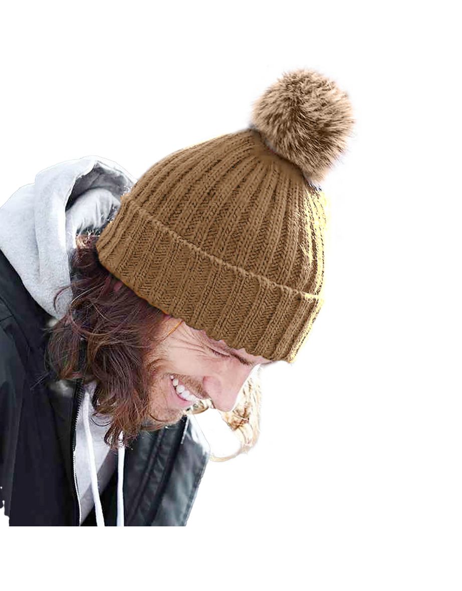 Beechfield Unisex Cuffed Design Winter Hat - Biscuit Beige - 1