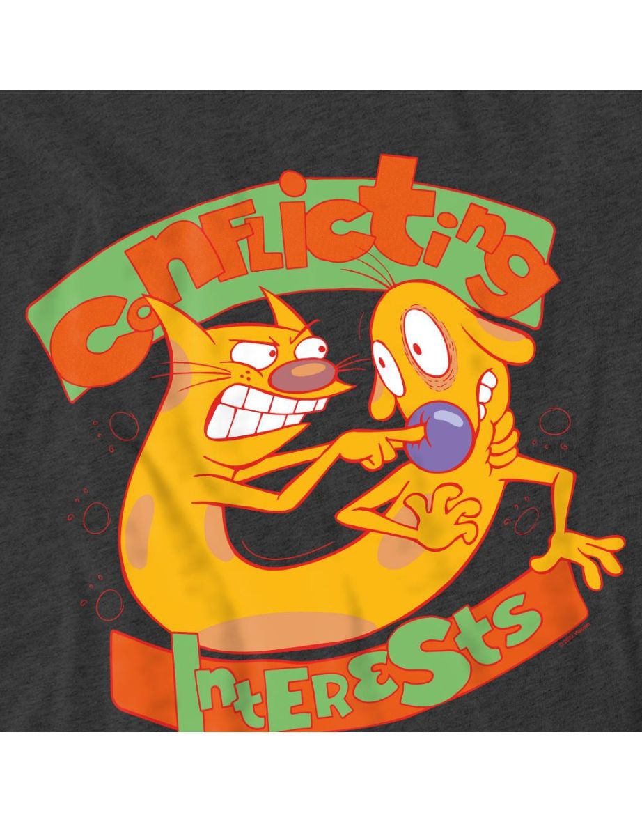 CatDog Unisex Adult Conflicting Interests T-Shirt - Charcoal - 3