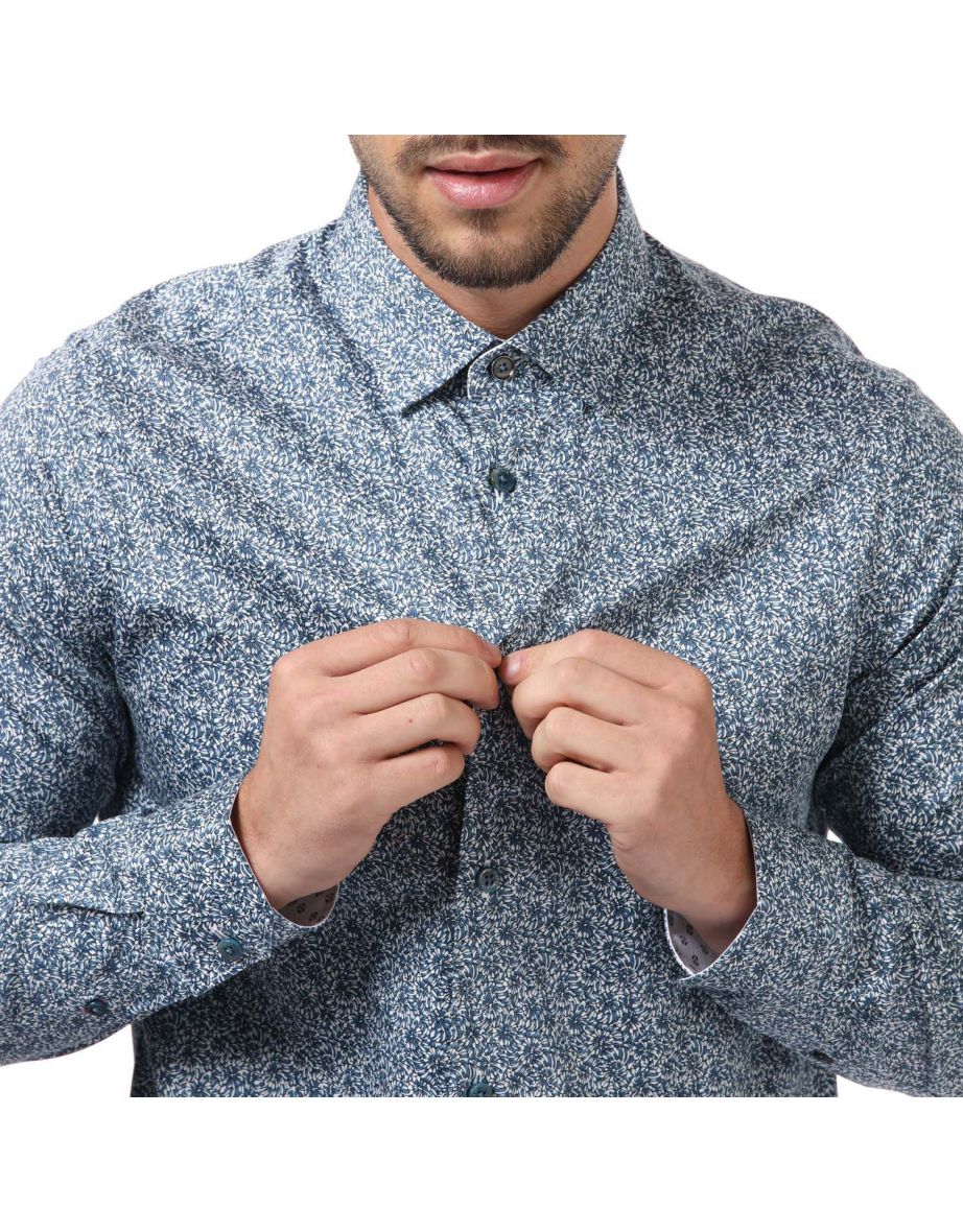Men's Ted Baker Copop Floral Shirt in Blue - 5