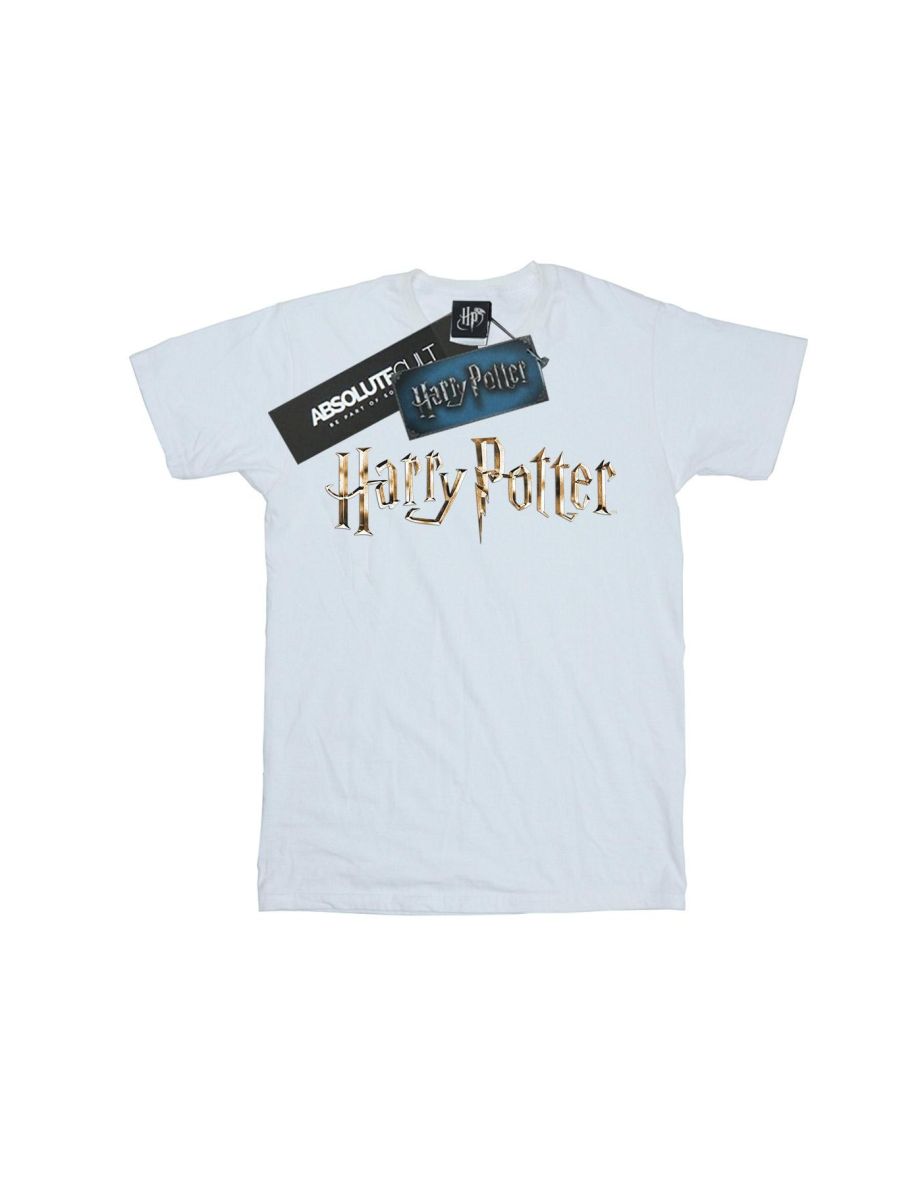 Harry Potter Womens/Ladies Full Colour Logo Cotton Boyfriend T-Shirt - White - 1