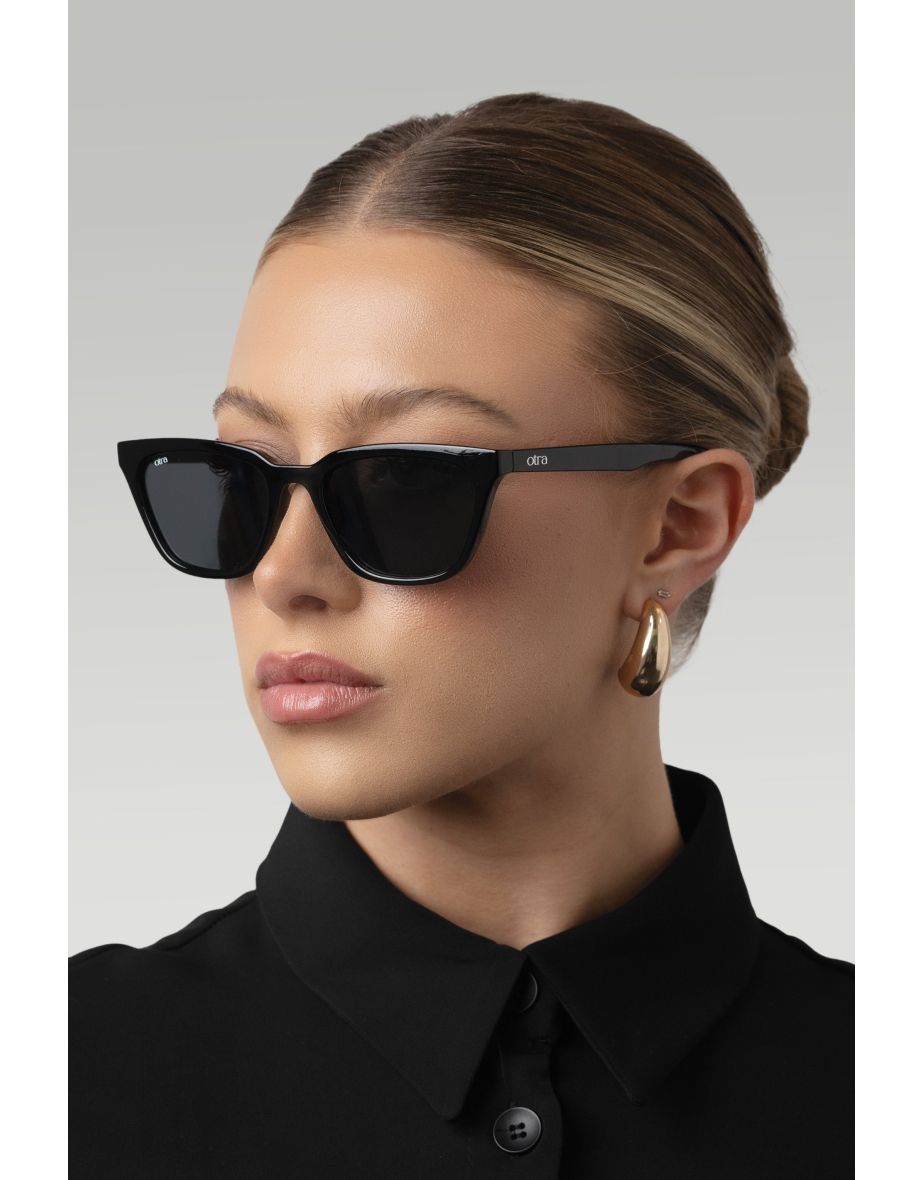 Seva | Otra Black Rounded Slim Cat Eye Sunglasses - 6