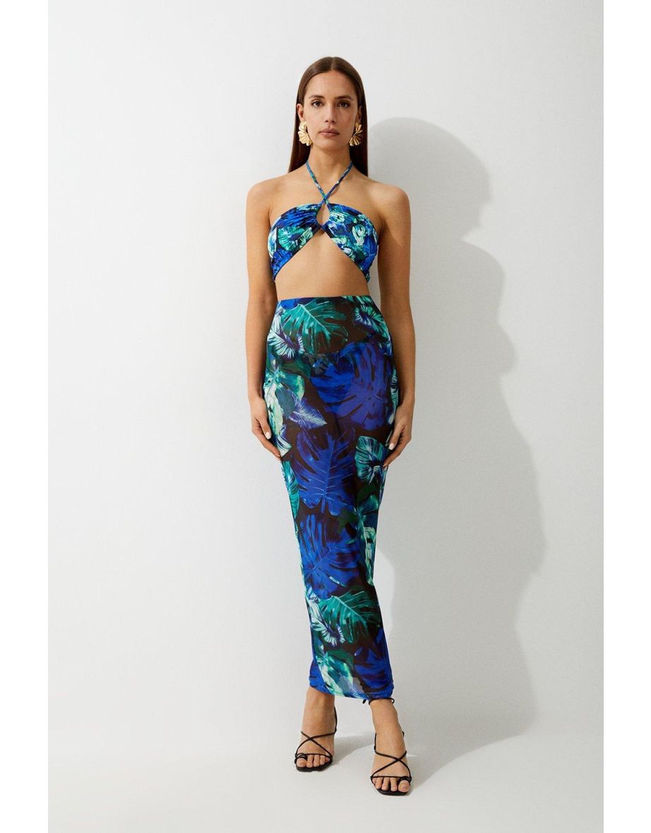 Palm Print Beach Maxi Skirt