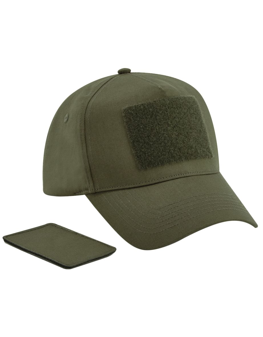 Beechfield 5 Panel Removable Patch Baseball Cap - Military Green