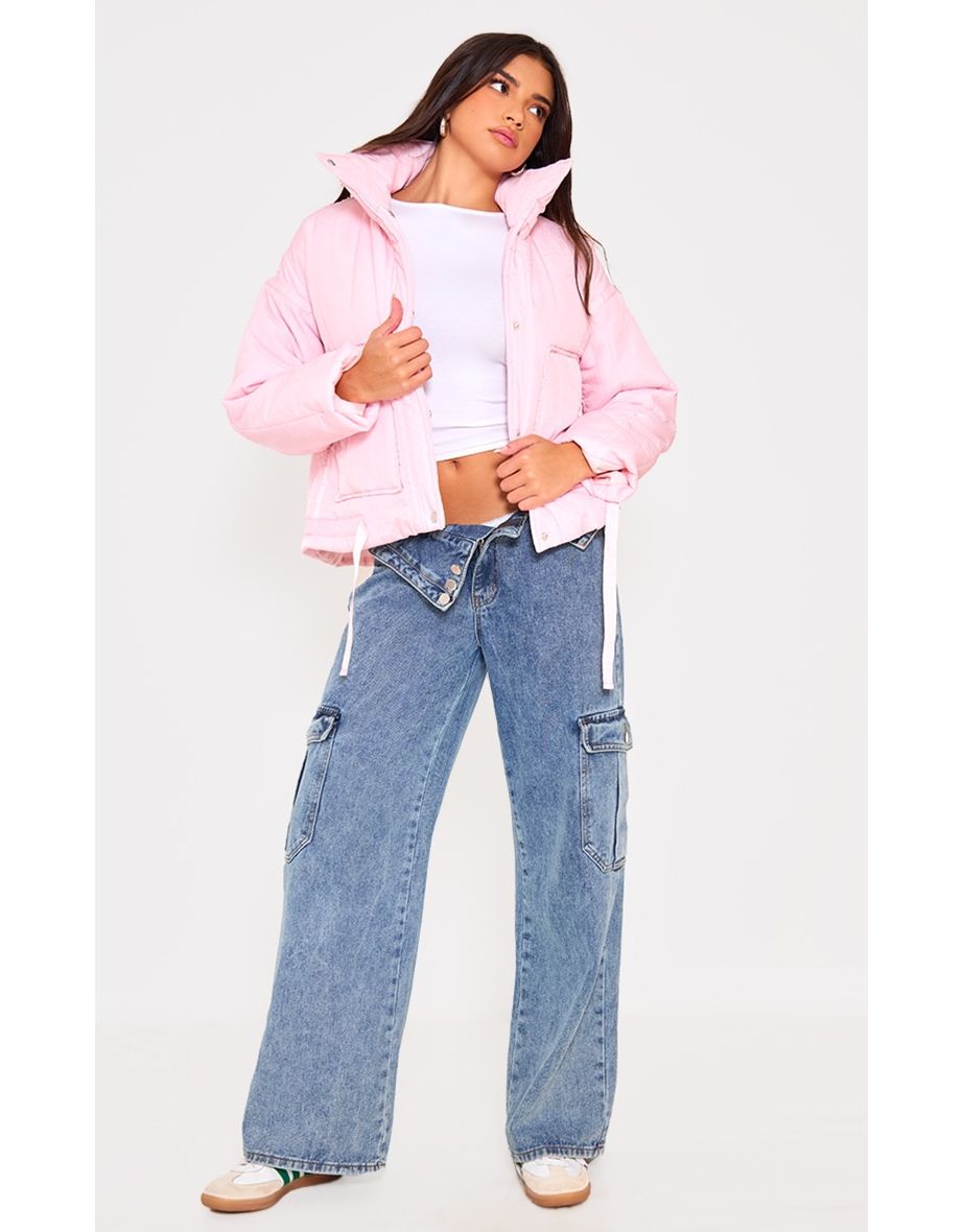 Baby Pink Quilted Padded Longline Jacket