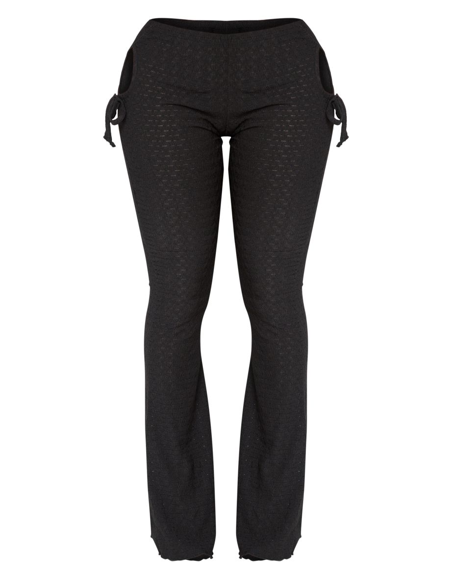 Shape Black Textured Cut Out Flare Trousers - 4
