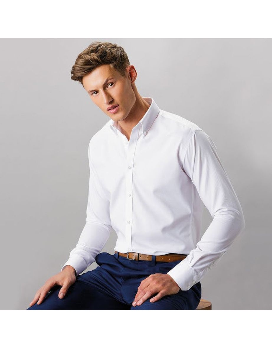 Kustom Kit Mens Long Sleeve Oxford Twill Shirt - White - 3