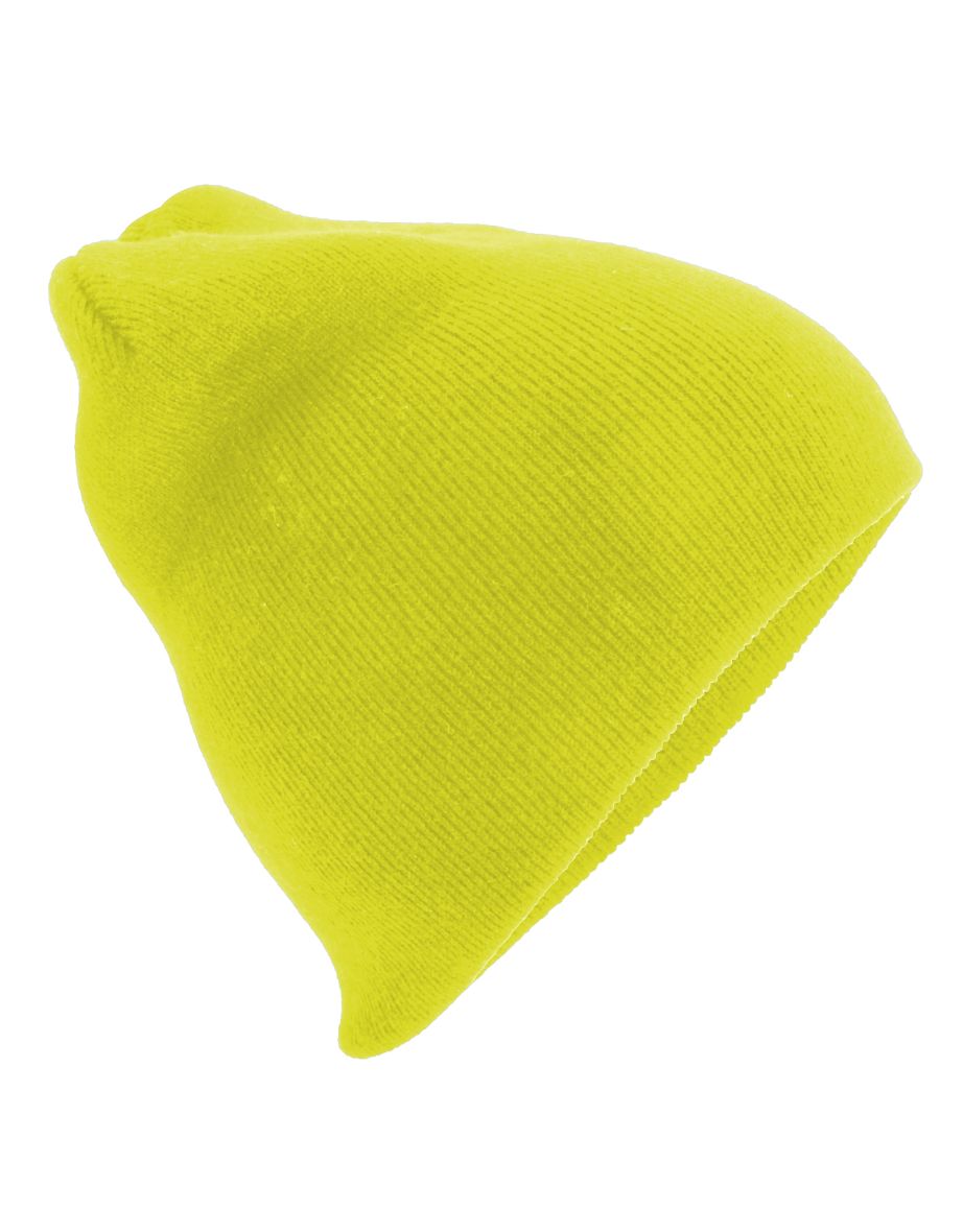 Beechfield Plain Basic Knitted Winter Beanie Hat - Fluorescent Yellow - 1