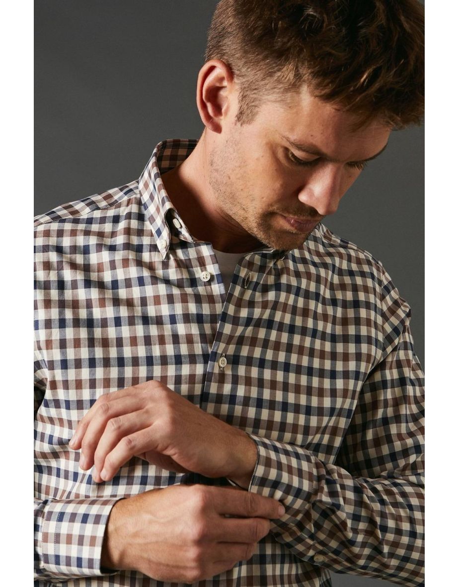 Active Club Check Long Sleeve Shirt Cream - 3
