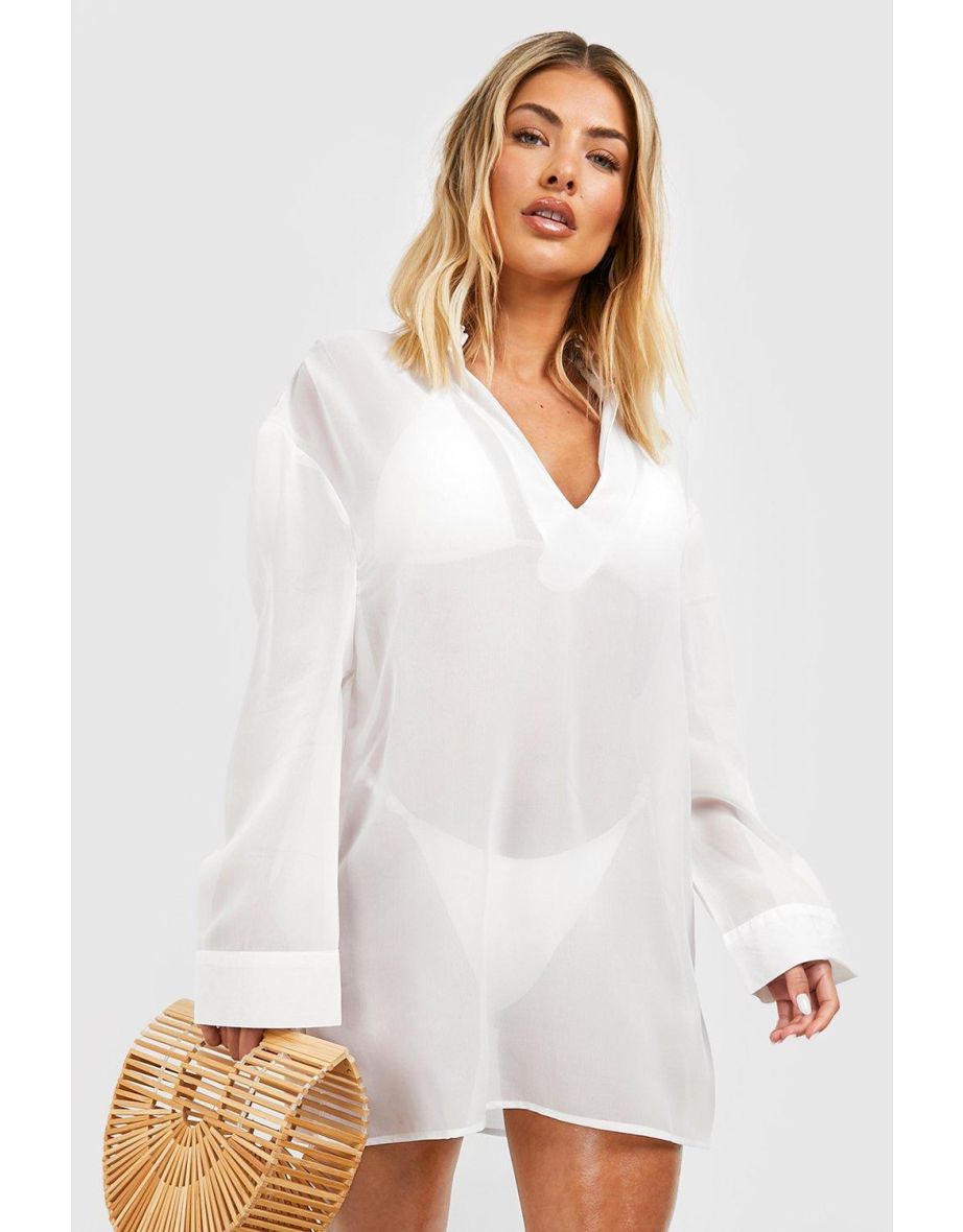 Essential Beach Cover-up Tunic - white - 3