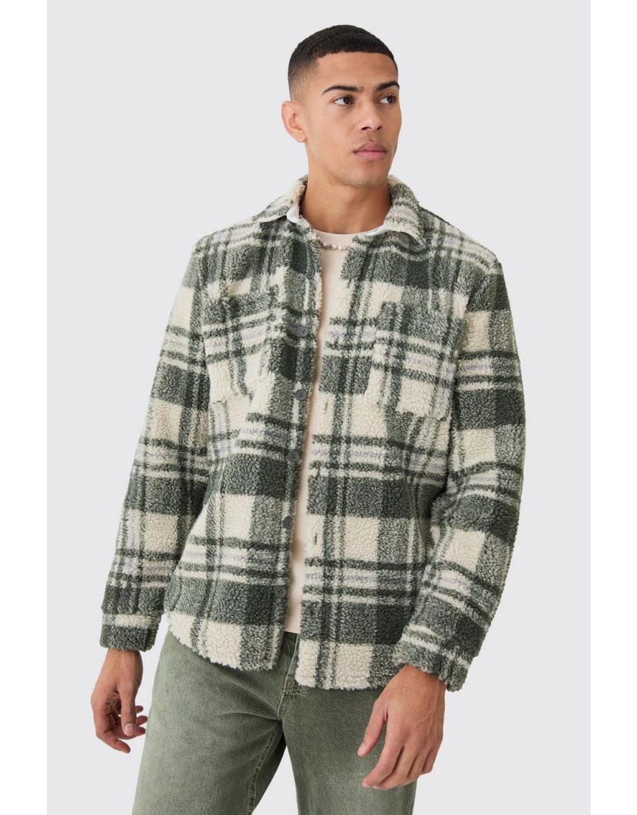 Borg Check Overshirt - green