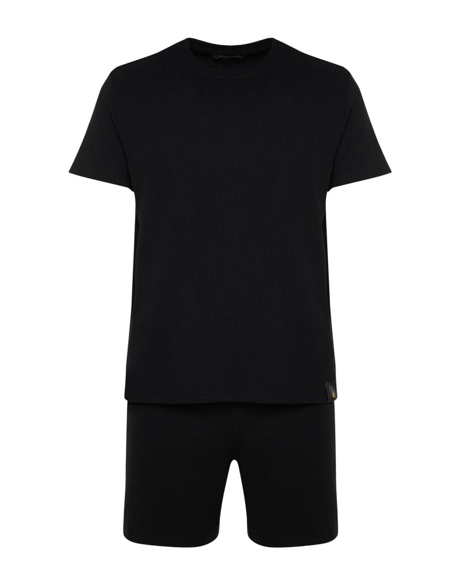Pajama Set - Black - Plain - 8