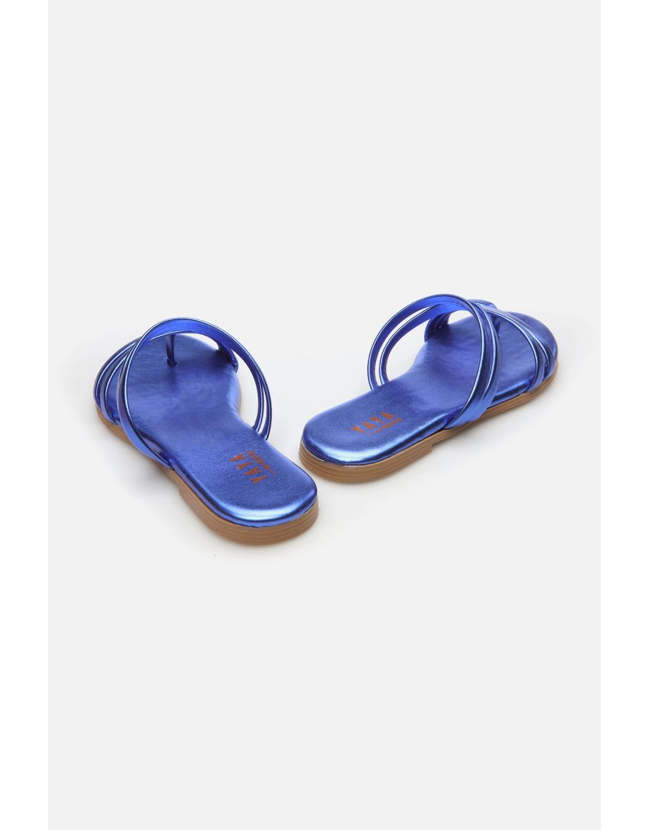 Mules - Blue - Flat