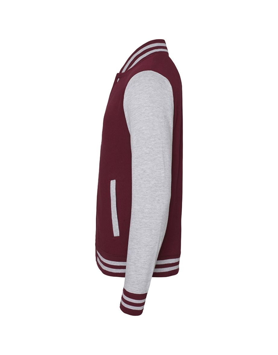 Awdis Unisex Varsity Jacket - Burgundy /Heather Grey - 2