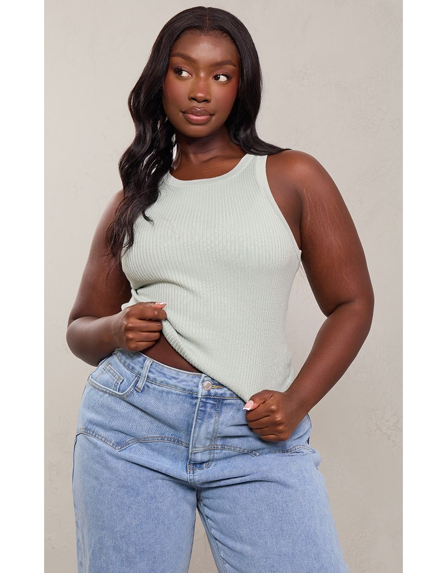 Plus Khaki Knitted Longline Vest