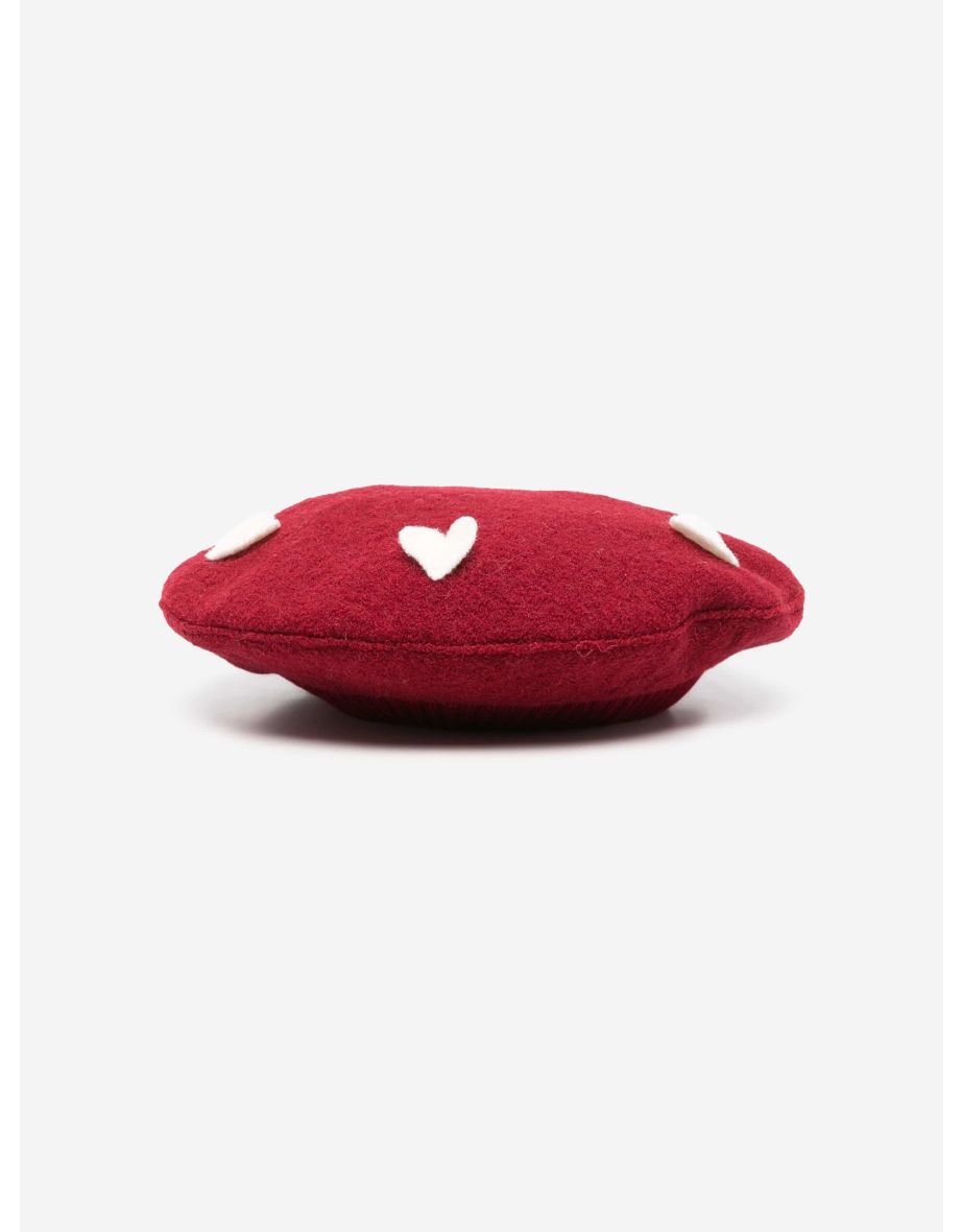 Baby Girls Wool Diamante Bobble Hat in Red