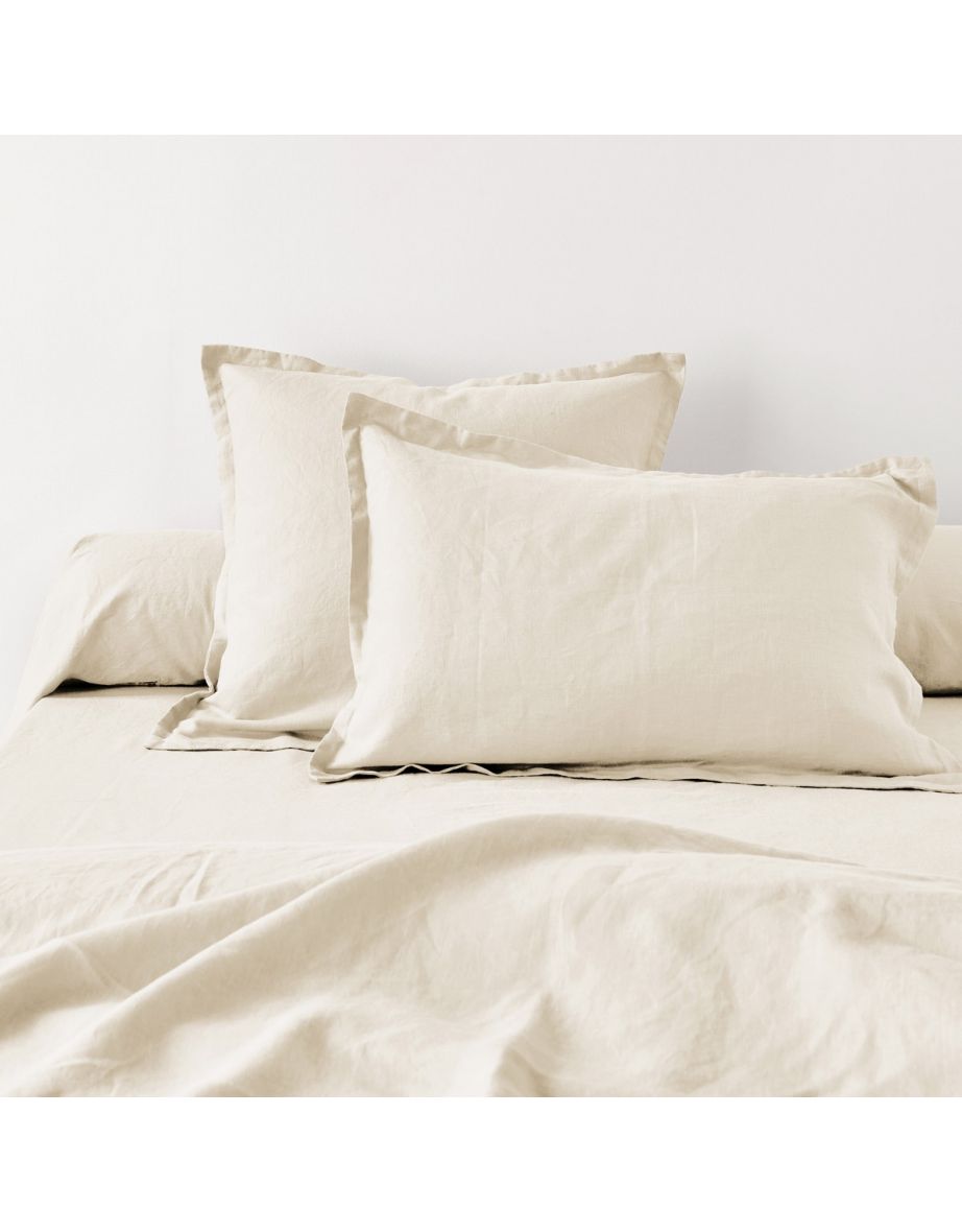 Washed Linen Plain Pillowcase or Bolster Case