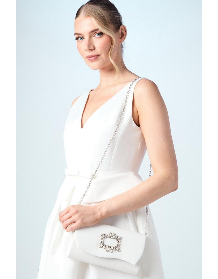 Bridal Aubera Brooch Detail Clutch Bag